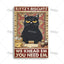 Black Cat Vintage Tin Plate, Horizontal Retro Wall Sign Gift