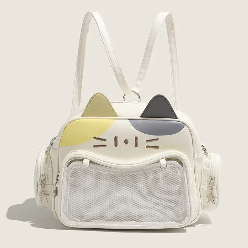 Cat Ears Handbag with Transparent Pocket Backpack