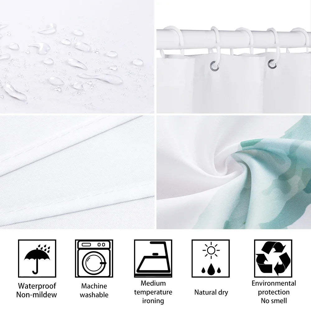 Funny Cat Riding a T-Rex Shower Curtain, Japanese Wave Decor