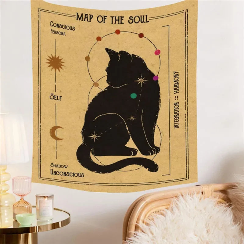 Wandteppich mit magischer Katze
