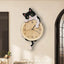 Cartoon Cat Wall Clock With Swinging Tail, 5 Fun Cat Designs