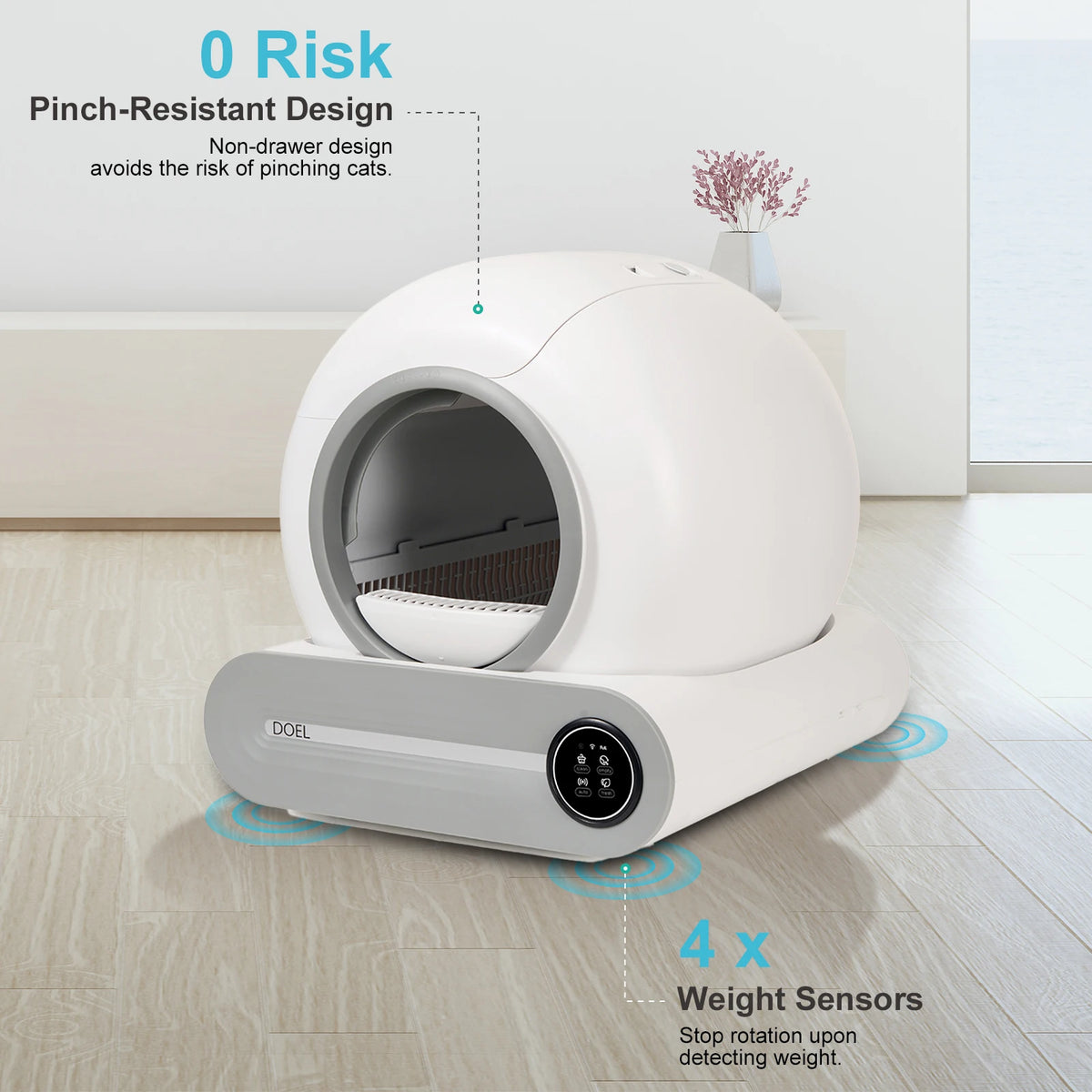 Smart Automatic Cat Litter Box – Self-Cleaning WiFi Litter Box with Odor Control, Weight Sensors & Large Waste Capacity