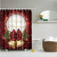 Christmas Shower Curtain with Snowman and Santa, Hooks Included