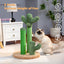 Cactus Cat Scratching Post with 3 Sisal Poles and Dangling Ball