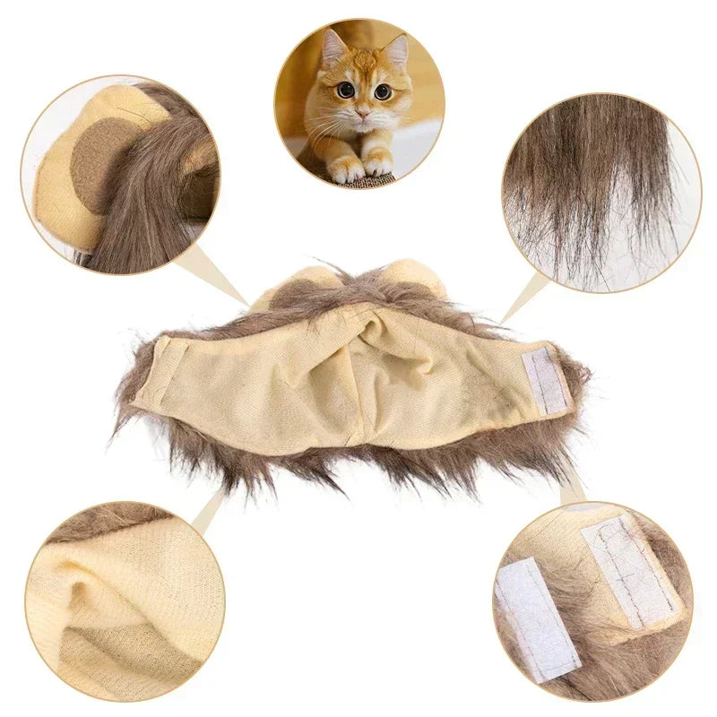 Lion Mane Wig for Cats, Funny Photo Prop for Social Media and Holiday Cards