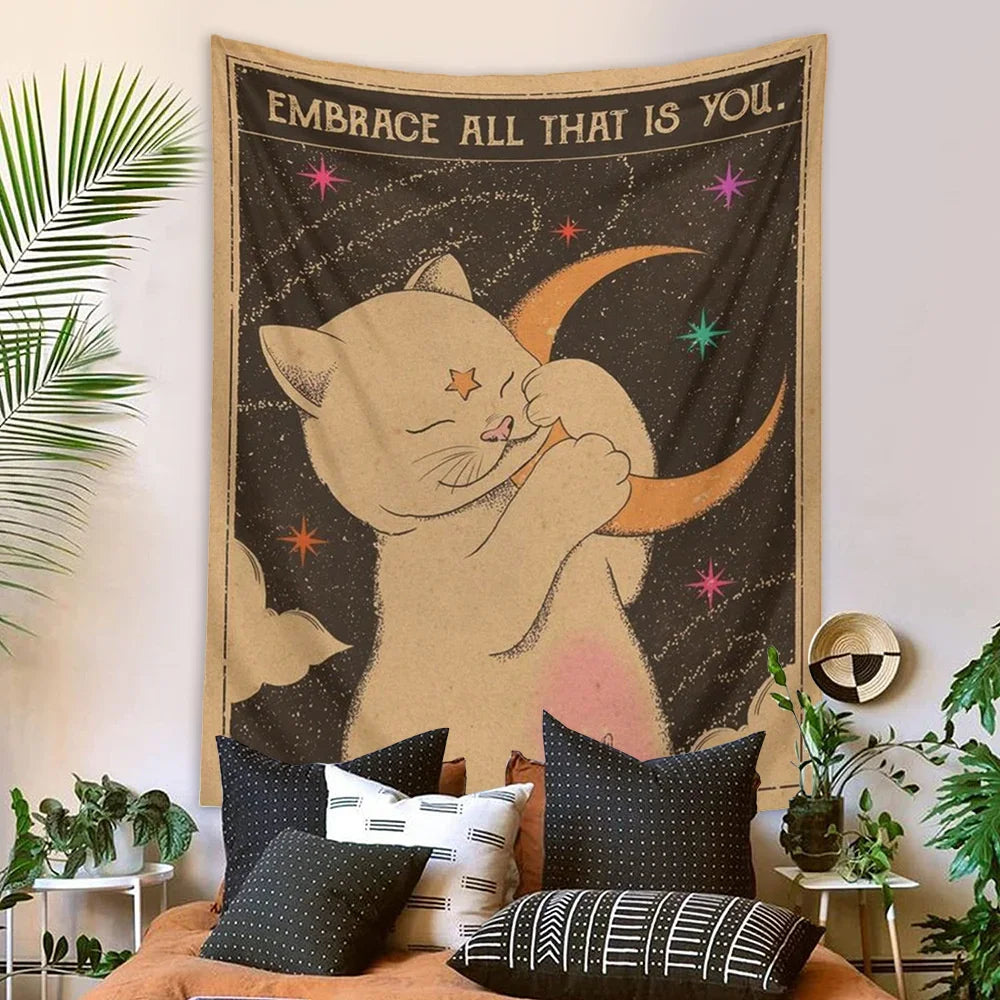 Wandteppich mit magischer Katze