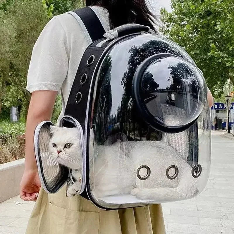 Space Capsule Cat Backpack with Clear Bubble Window, Up to 15 Lbs