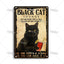 Black Cat Vintage Tin Plate, Horizontal Retro Wall Sign Gift