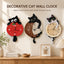 Cartoon Cat Wall Clock With Swinging Tail, 5 Fun Cat Designs