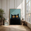 Black Cat Poster on Bold Orange, Funny Minimalist Cat Art Print