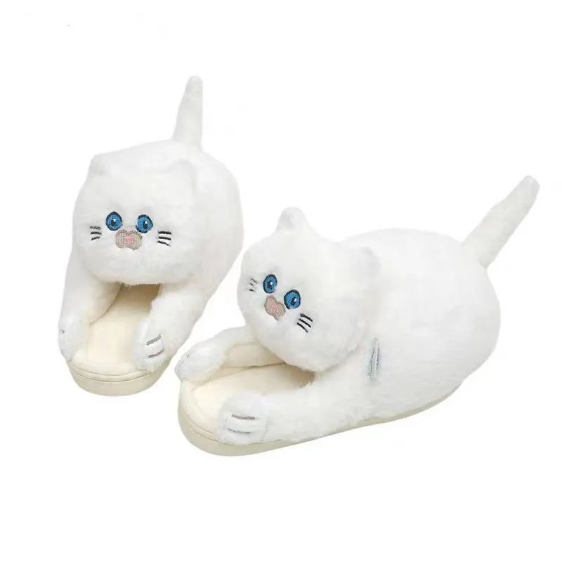 Hug Cat Slippers for Women, Cute Plush Winter House Shoes