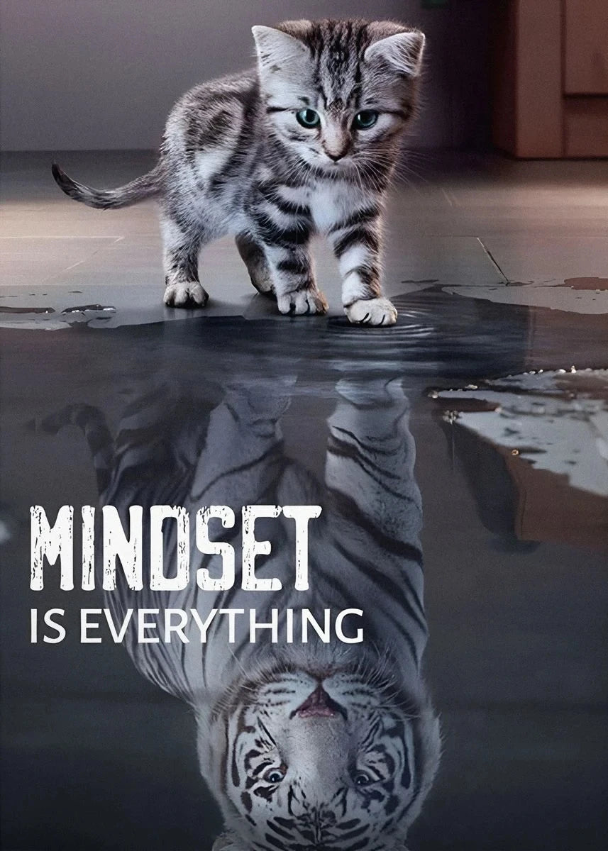 Mindset Is Everything Lion Poster, Motivational Canvas Print