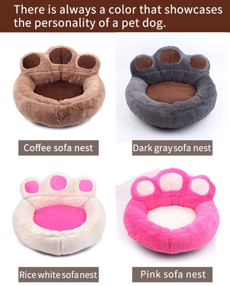 Paw Print Shaped Cat Bed with Plush Toe Bolsters
