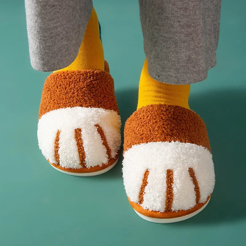 Cat Paw Slippers for Women, Plush-Lined EVA Platform House Shoes