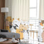 Cartoon Cat Sheer Curtains, Printed Voile Window Panels Set of 2