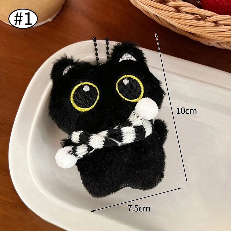 Black Cat Plush Keychain Bag Charm for Cat Lovers