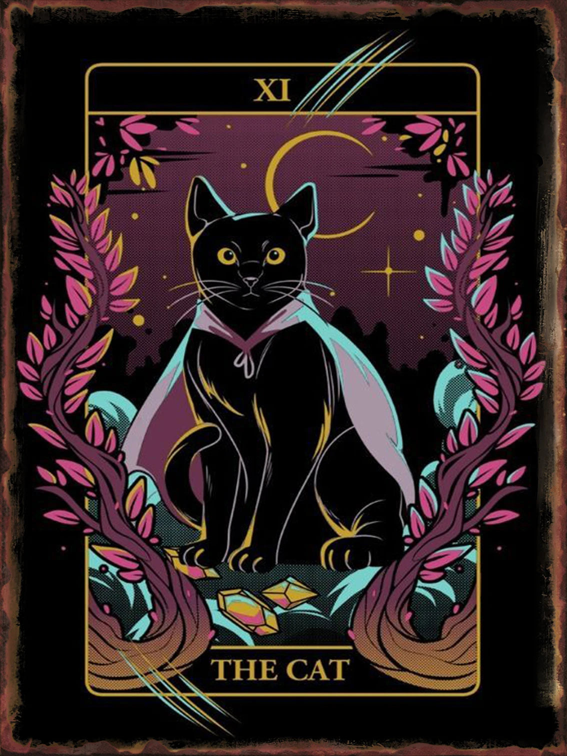 Funny Black Cat Aluminum Sign, 8 x 12 or 12 x 16 Inch Plaque