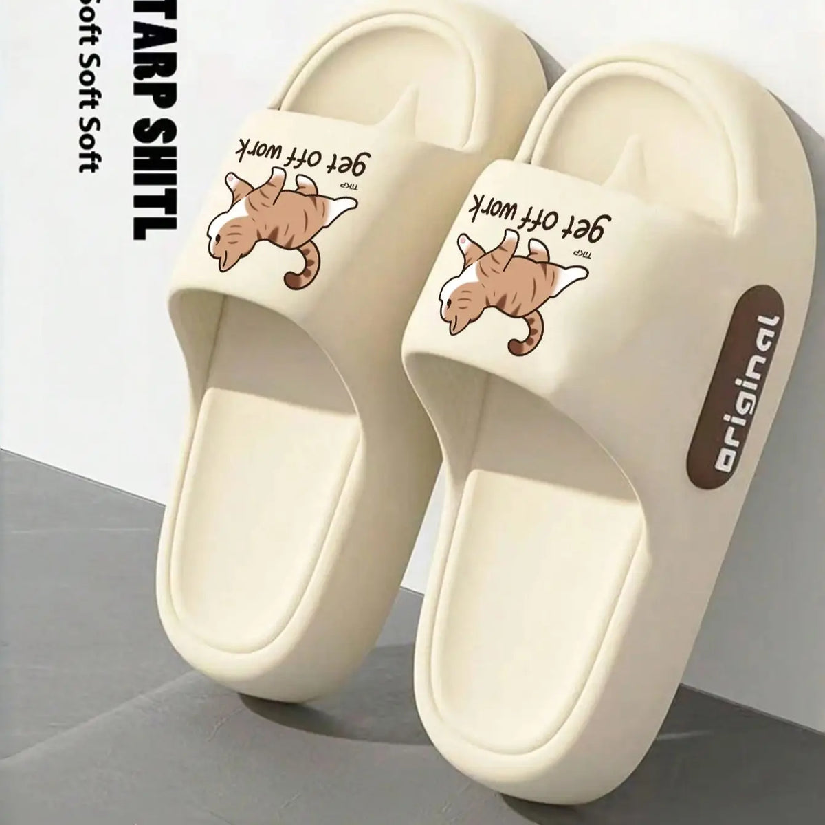 Lightweight EVA House Slippers, Flat Pull-On Home Slides