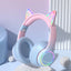 QearFun Cat Wallet Bluetooth Headphones – Cute Cat Ear Wireless Headset with 40mm Drivers, Mic, Foldable Design & LED Glow