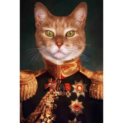 Vintage Cat Portrait Canvas Print, Classic Oil-Painting Style Cat Wall Art
