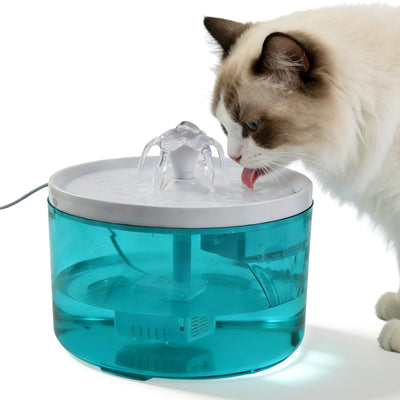 Round Cat Water Fountain, 1.8L Flower Spout Fountain With Filter
