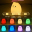 Silicone Cat Night Light, Tap-to-Change 7-Color and Warm White Lamp