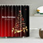 Christmas Shower Curtain with Snowman and Santa, Hooks Included