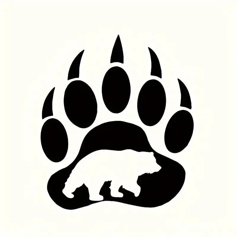 Bear Paw Print Sticker with Bear Silhouette, 5.1 x 6 Inch