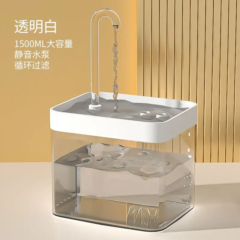 Faucet Cat Water Fountain, 1.5L Two-Tone Fountain With 3 Flow Levels