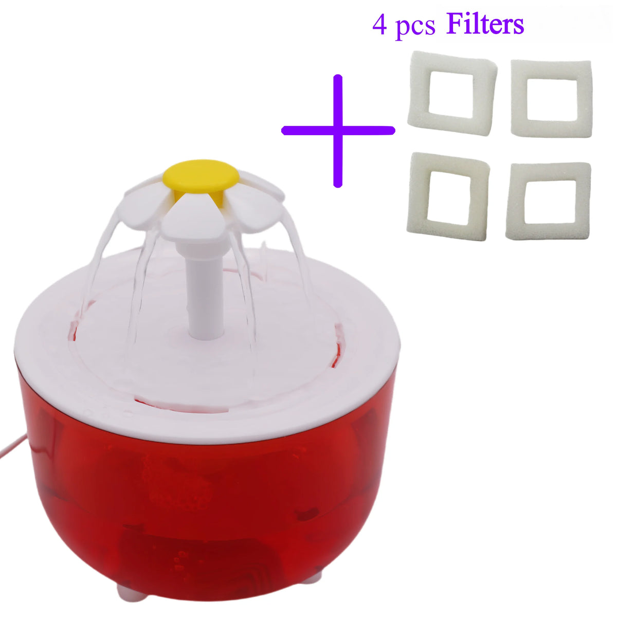 Flower Cat Water Fountain, 1.2L USB Drinking Fountain With 4 Filters