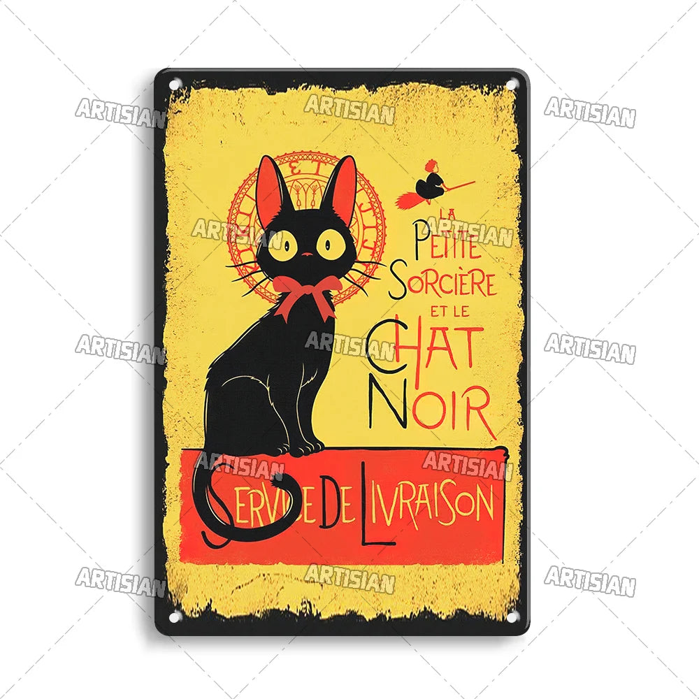 Witchy Black Cat Kitchen Sign, Salem Sanctuary Tin Plaque