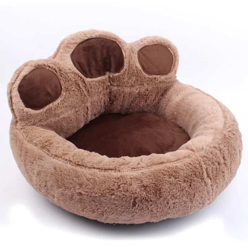 Paw Print Shaped Cat Bed with Plush Toe Bolsters