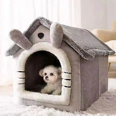 Semi-Enclosed Cat Cave Bed with Inner Cushion