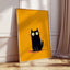 Black Cat Poster on Bold Orange, Funny Minimalist Cat Art Print