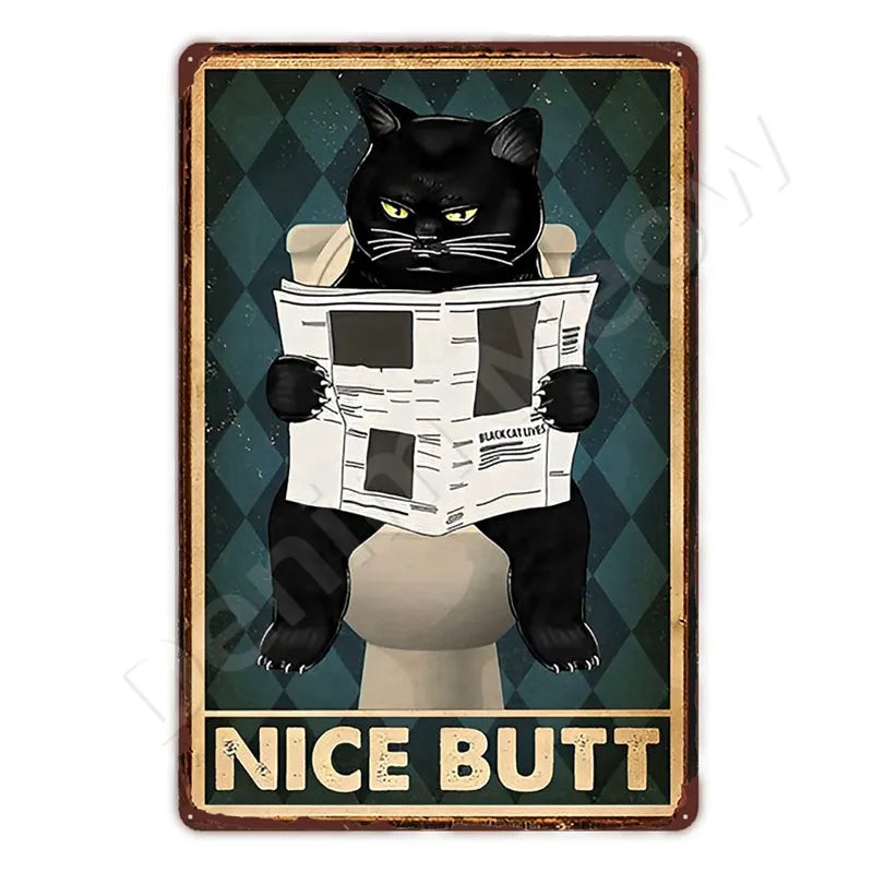 Oh My Eyes Black Cat Sign, Funny Bathroom Gift for Cat Owners