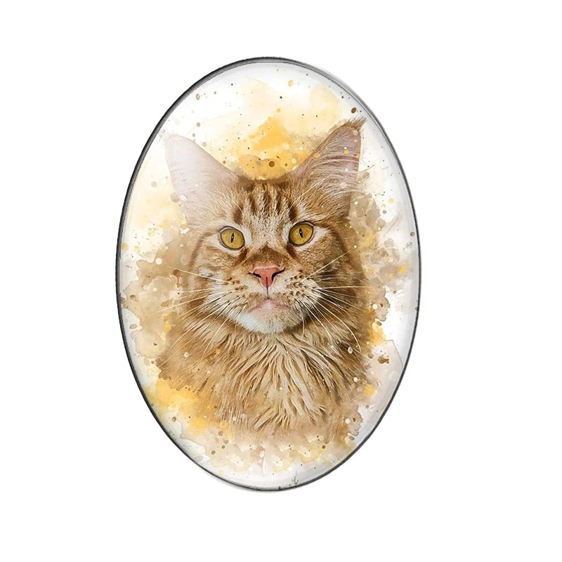 Persian Cat Glass Cabochons, 10 Pack Oval Photo Domes for DIY Jewelry