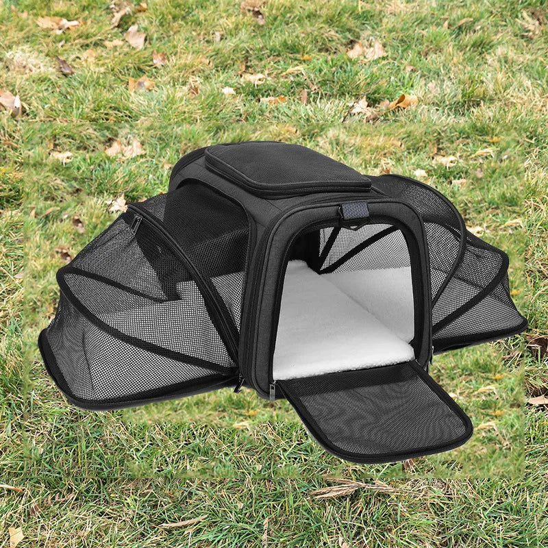 Double Expandable Cat Carrier Bag with Fold-Flat Design, S or L