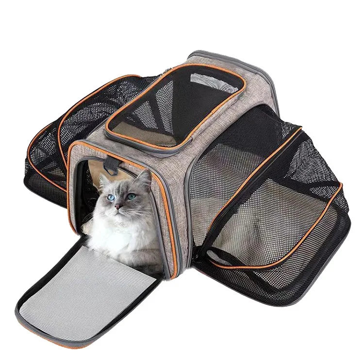 Double Expandable Cat Carrier Bag with Fold-Flat Design, S or L