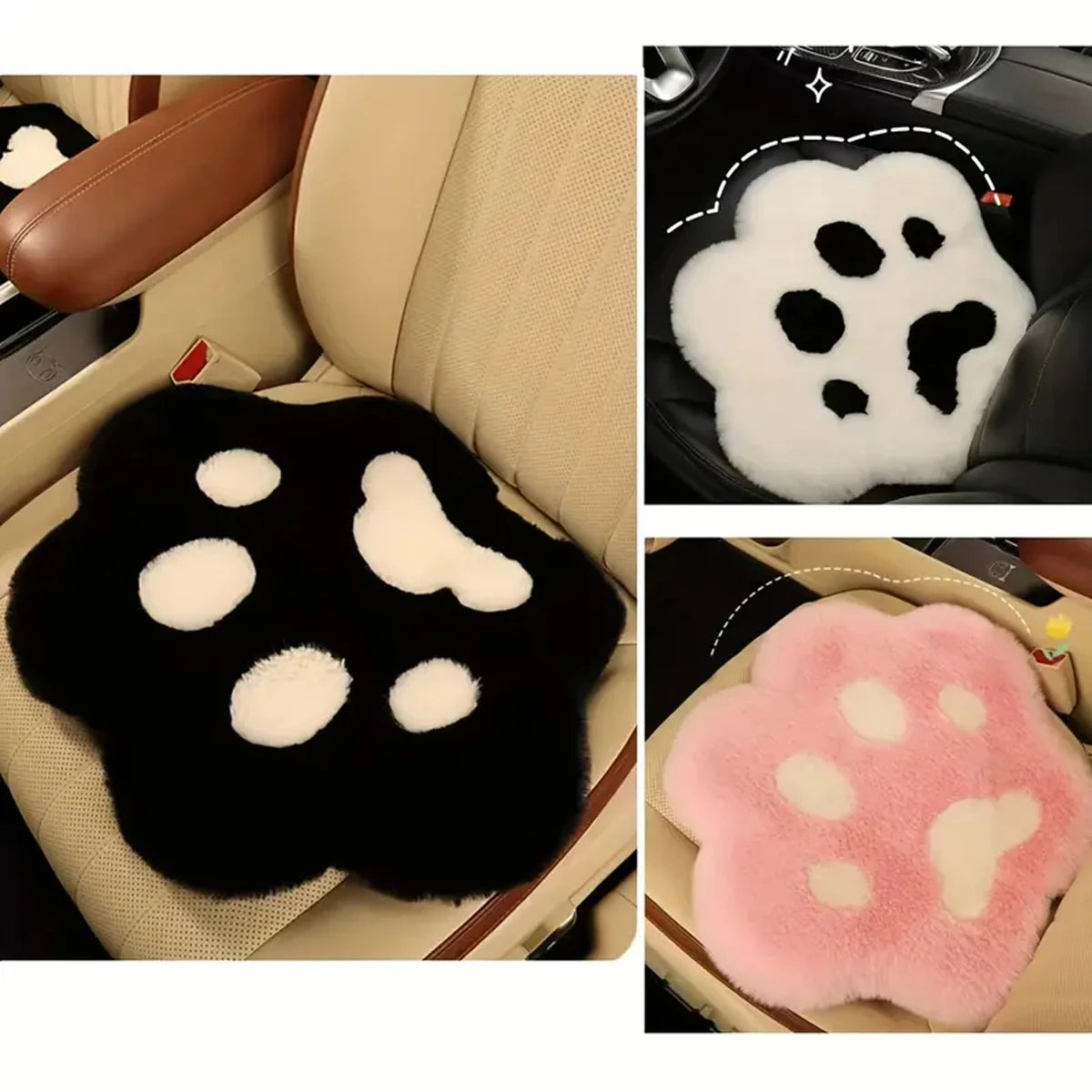 Cat Paw Office Chair Cushion, Pink Plush Toe Bean Seat Pad