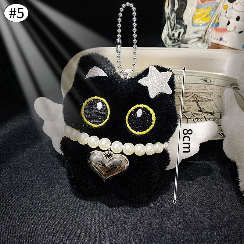 Black Cat Plush Keychain Bag Charm for Cat Lovers