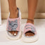 Embroidered Cat Slippers with Hemp Insole and Low Platform