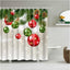 Christmas Shower Curtain with Snowman and Santa, Hooks Included