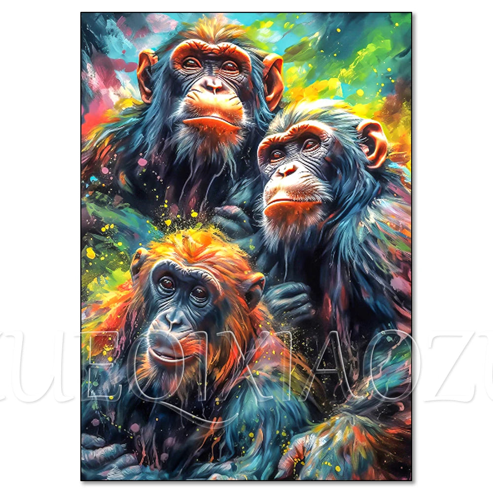 Colorful Lion Diamond Painting Kit, 5D Full Drill Big Cat Art