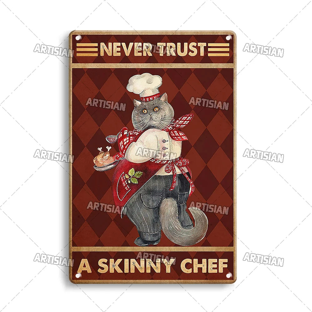 Witchy Black Cat Kitchen Sign, Salem Sanctuary Tin Plaque