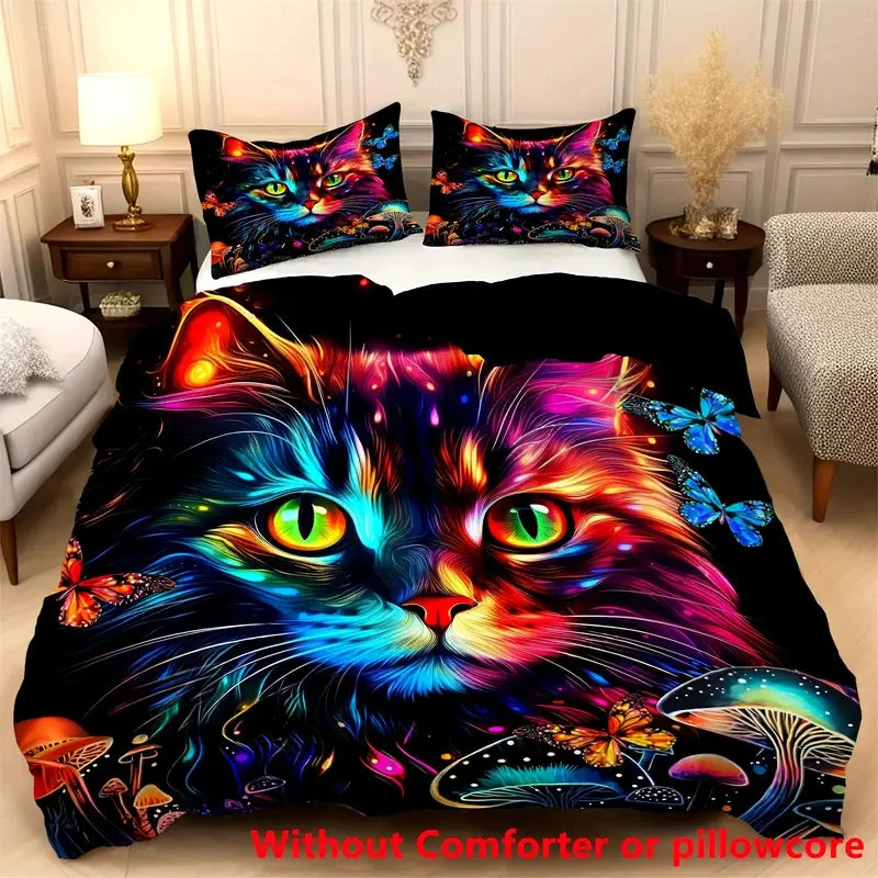 Bettbezug mit weißer Katze