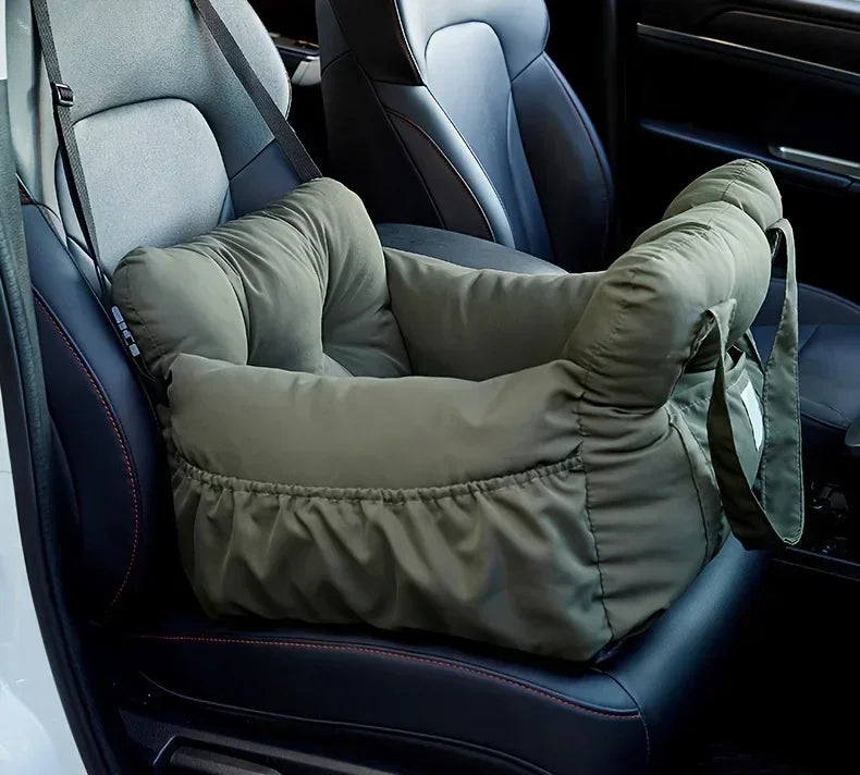 Cat Car Bed with Safety Belt and Washable Cushioned Bed
