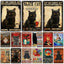 Black Cat Vintage Tin Plate, Horizontal Retro Wall Sign Gift