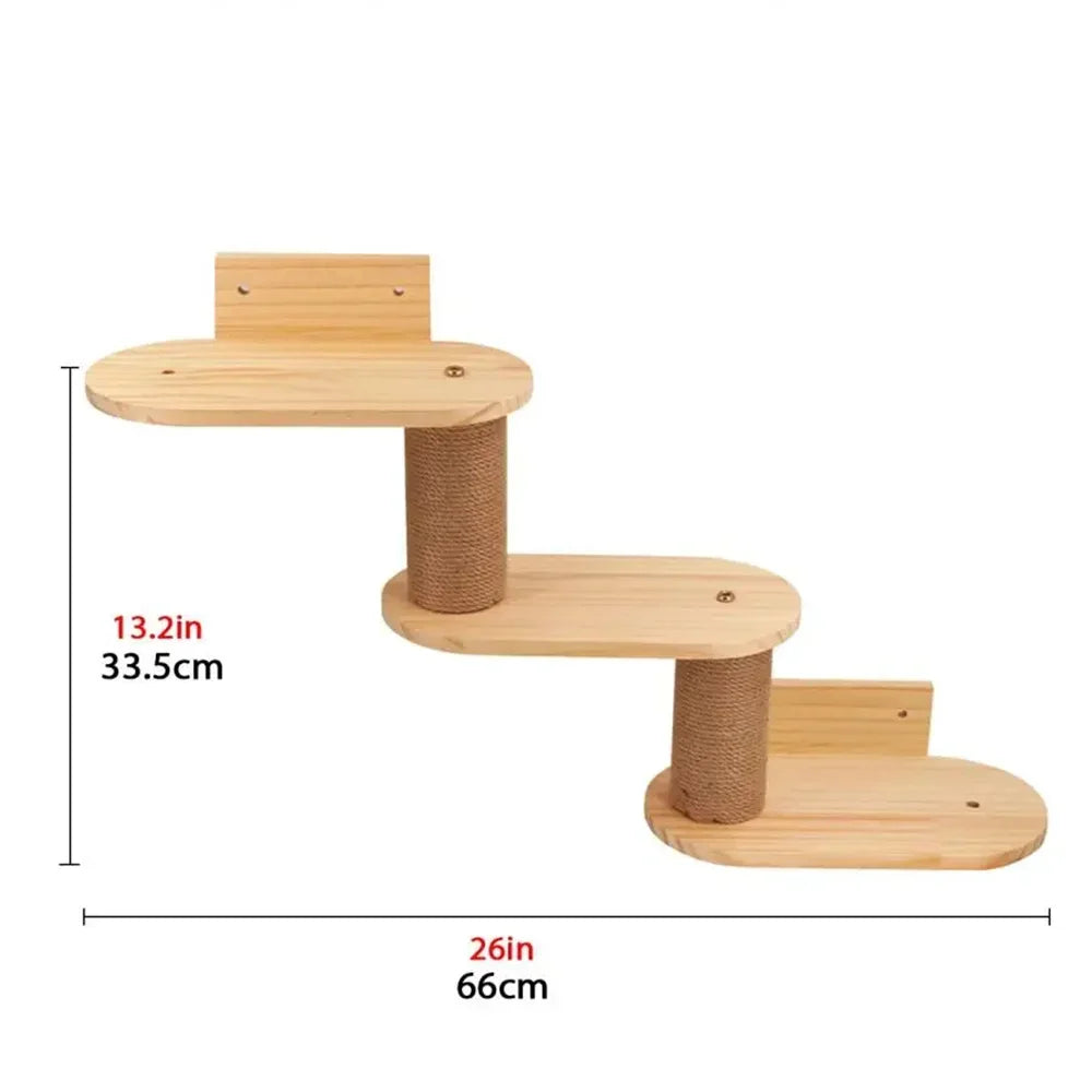 Wall-Mounted Cat Shelves and Climbing Set, Solid Wood Pieces to Mix and Match