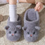 Plush Cat Slippers for Women and Men, Warm Fleece House Shoes