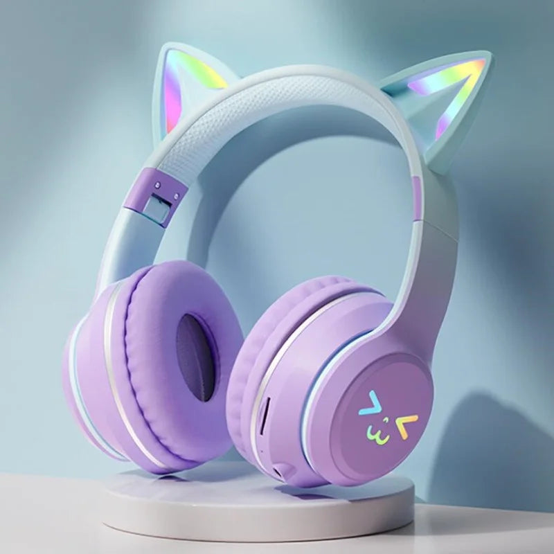 EOENKK Cat Wallet Bluetooth Headphones – Wireless Over-Ear Headset with 40mm Drivers, Memory Foam, Mic & Voice Assistant